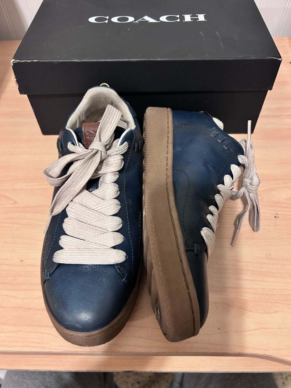 Coach LTHR CRFT C101 Denim Leather Sneakers Size 7.5 D - Picture 6 of 10